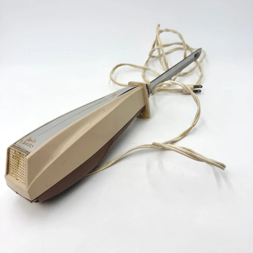 Vintage Lady Vanity Electric Carving Knife Beige MCM Starburst Stainless USA‎